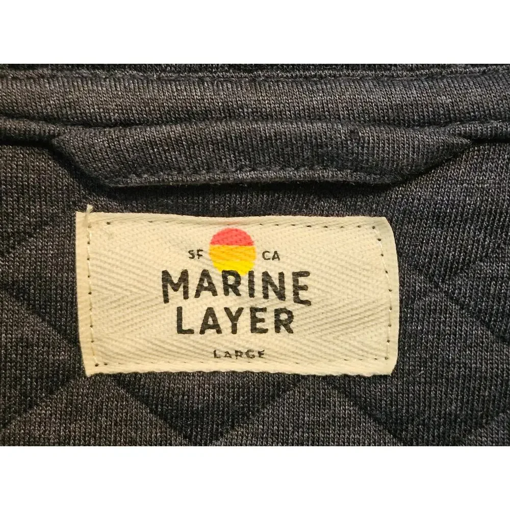 Marine Layer Men's Large Corbet Quilted 1/4 Zip Pullover Navy 15255 MCQP-NH2